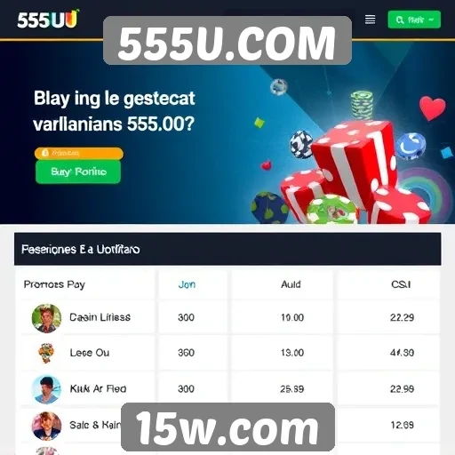 Comparação de bônus e promoções do site 555U.COM